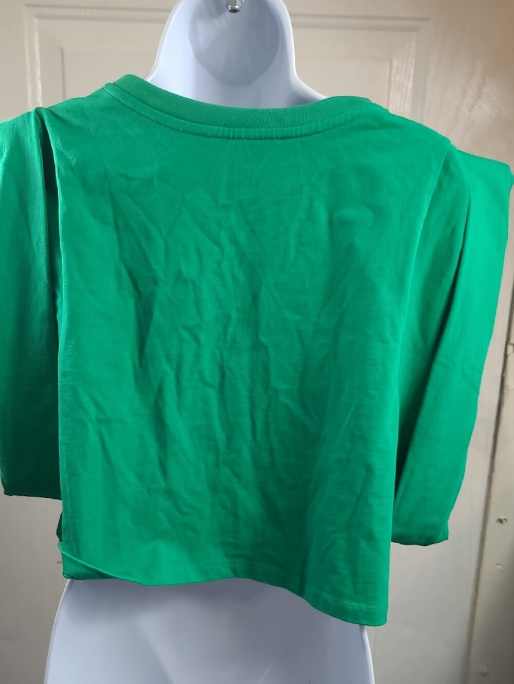 Endless Rose Emerald Green Cropped Shoulder-Pad Tee - Picture 5 of 9